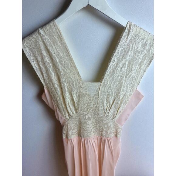 Vintage 1930s Robe Nightgown Set Peignoir Pale Pink Ivory Small sz 2 Lace Hobert - Picture 7 of 9